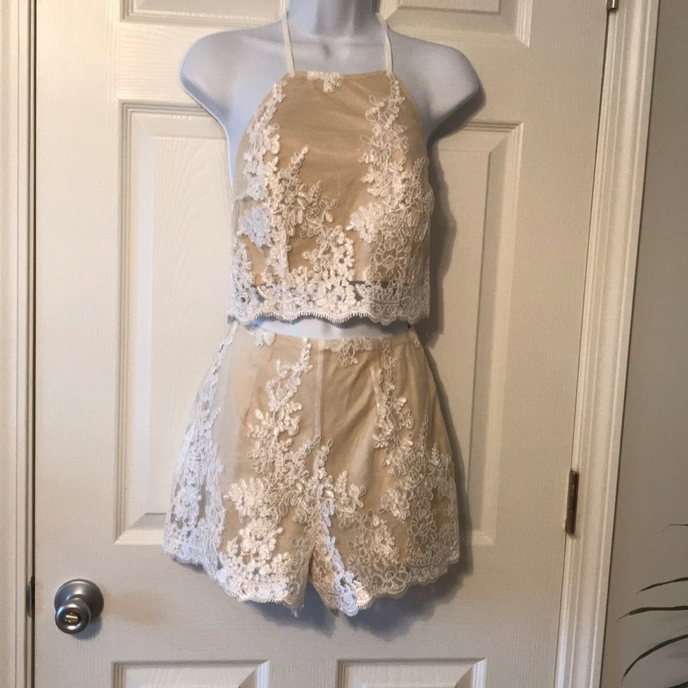 White nude lace set