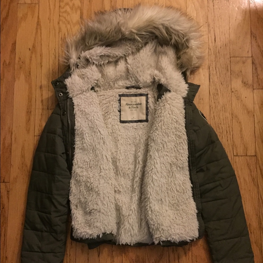 Olive green A&F winter jacket