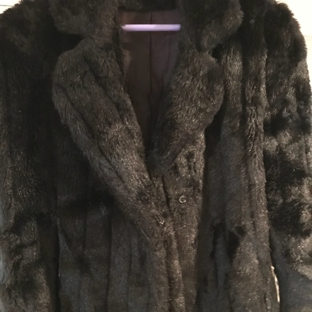 Black faux fur coat