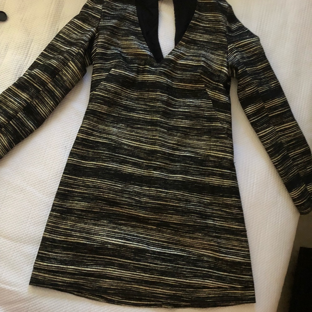 Metallic stripe dress by Nicole Miller
