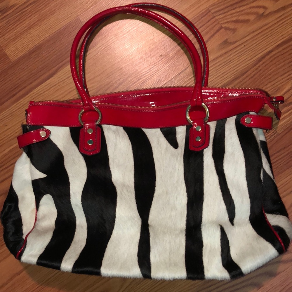 Cavalcanti Deep Red and Zebra pattern tote