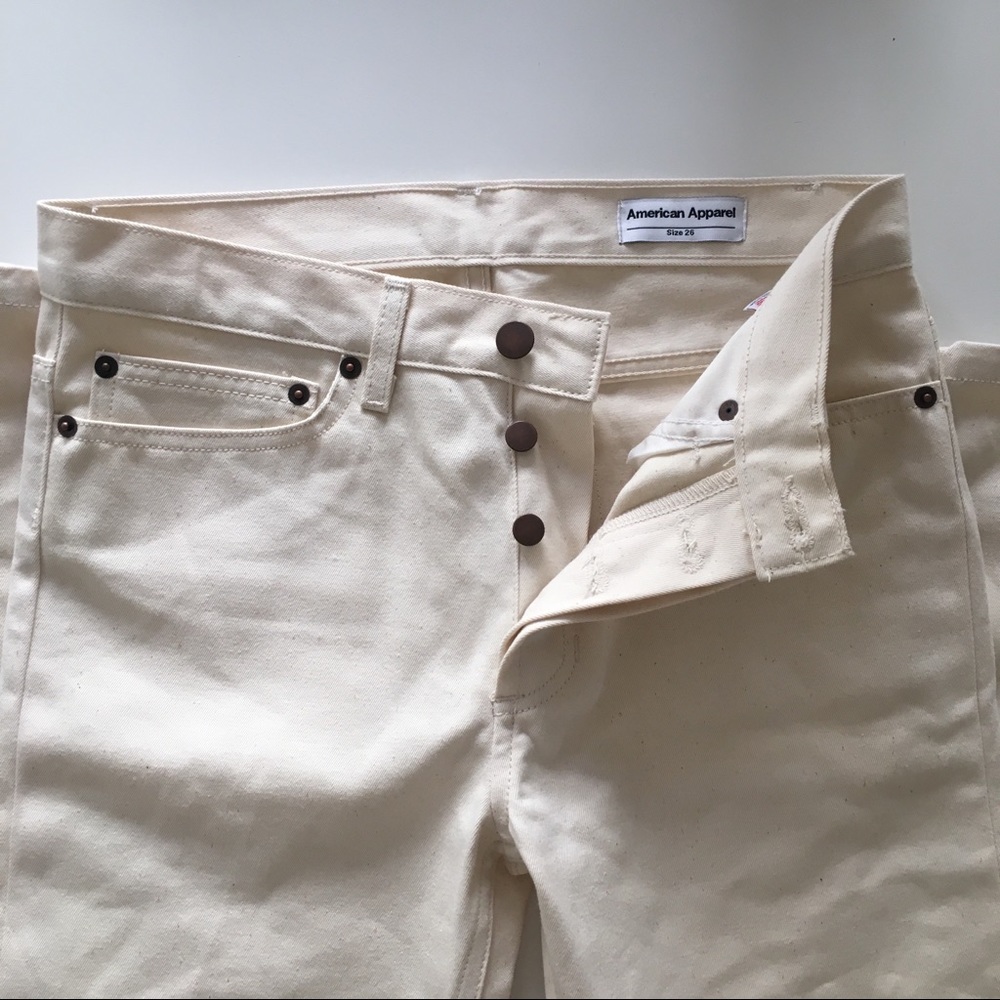American Apparel High Waisted Cream Jeans