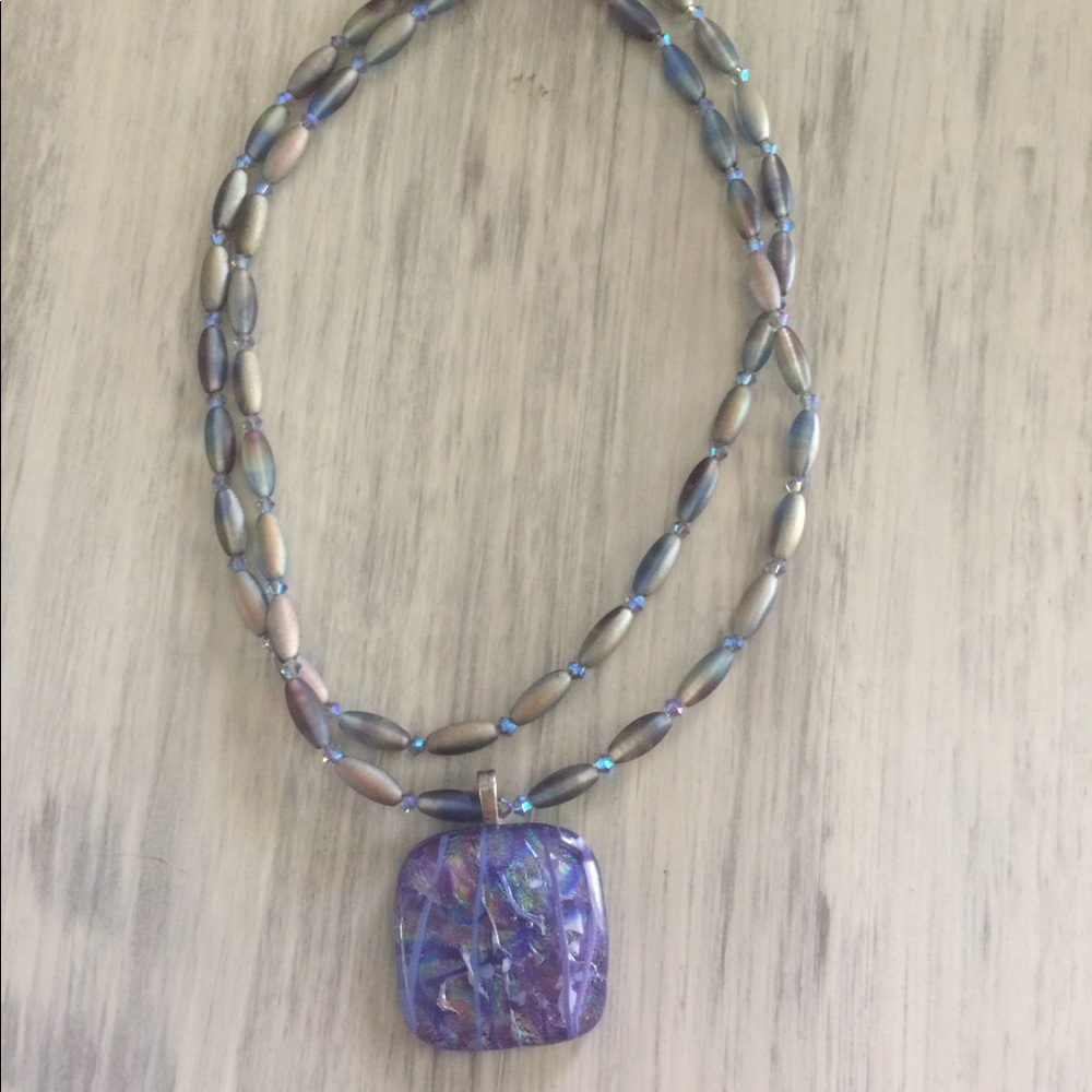 Sterling, Dichroic, and Swarovski Crystal Necklace