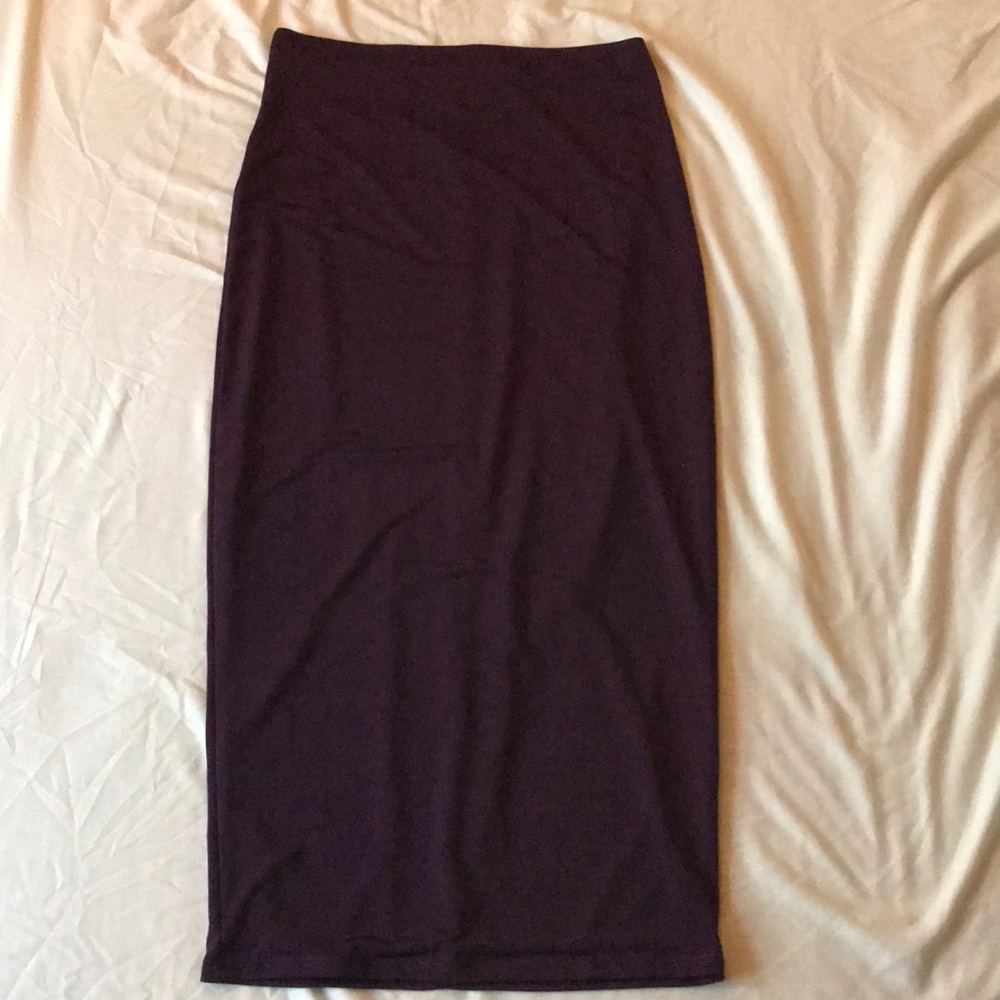 Plum Bodycon Midi Skirt