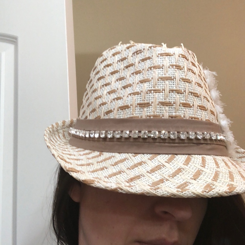 Cream and tan fedora, bought handmade,