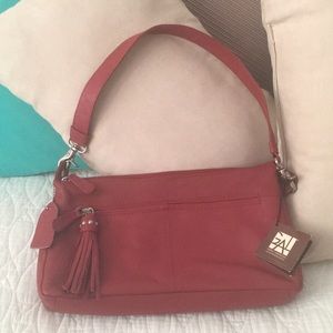 Burnt red genuine leather bag
