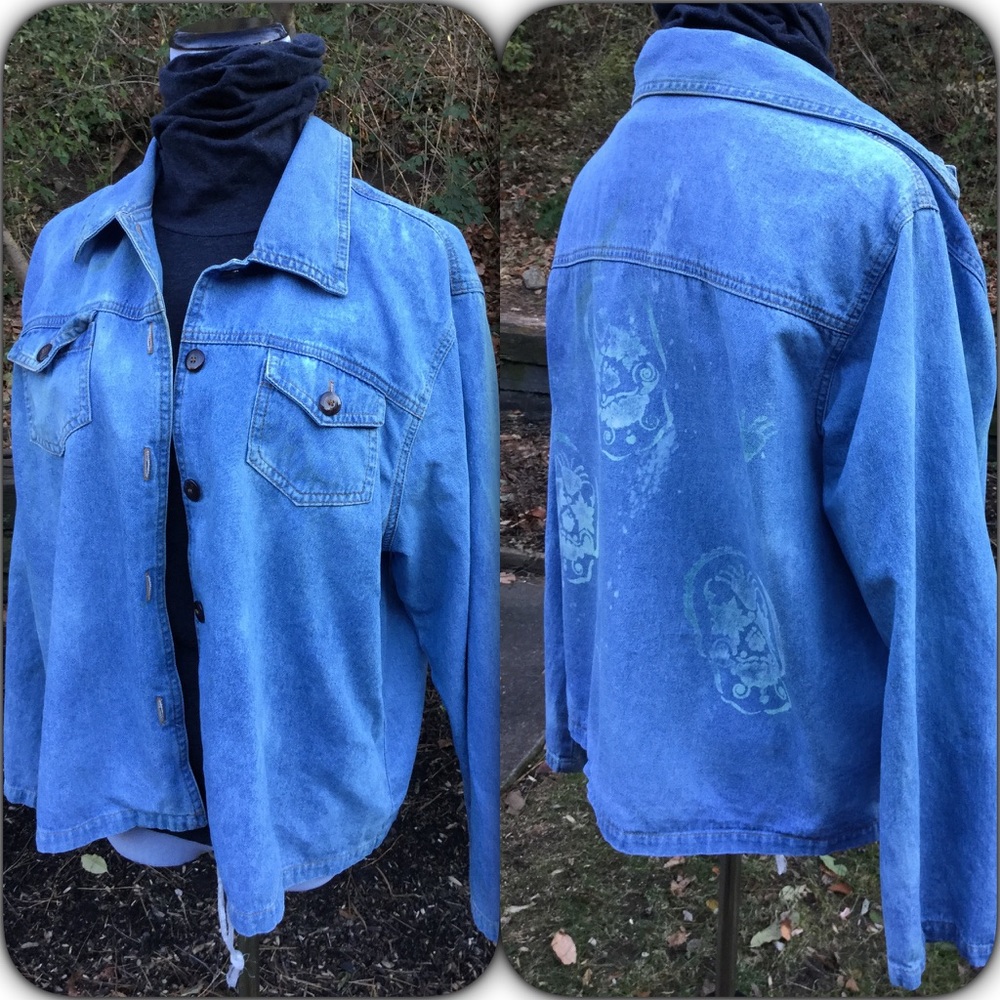 Sugar Skull Dance Bleached Jean Jacket/shirt