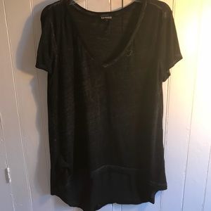 Oversized high-low Express top
