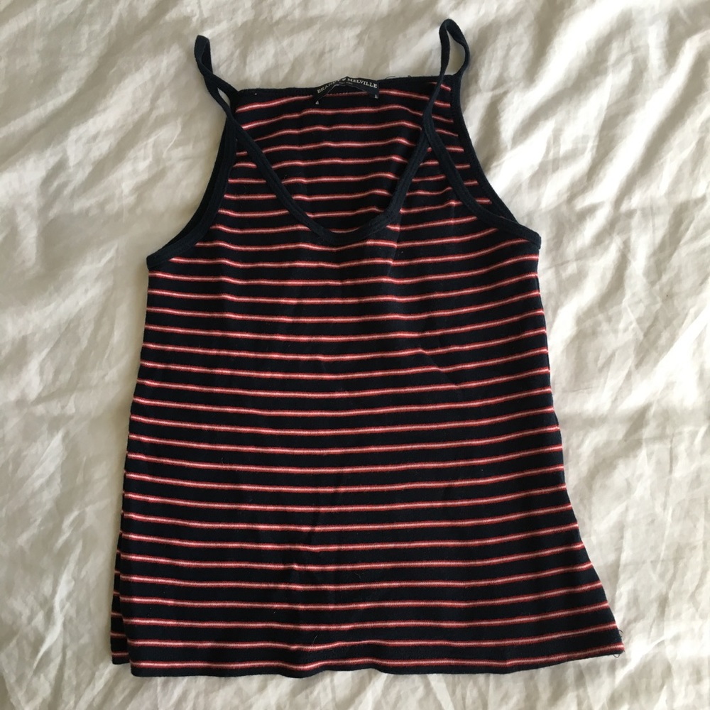 Red and navy striped tank