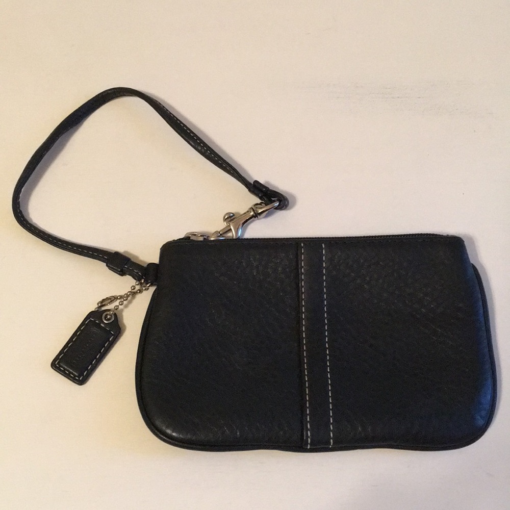 Black leather Coach Wristlet