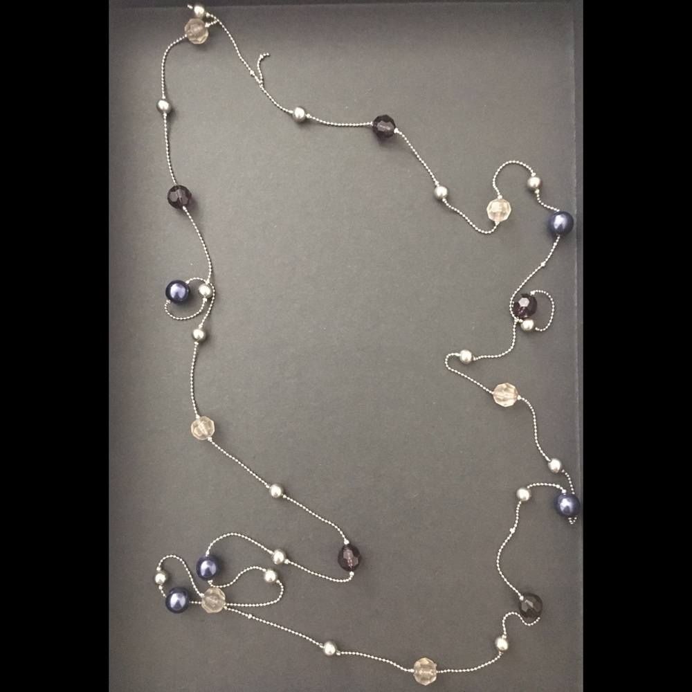 Navy Blue Long Strand Necklace