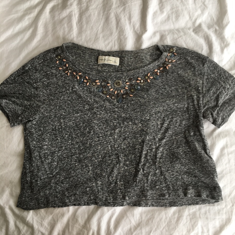 Beaded grey top