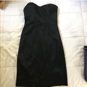 Bebe Black Satin Like Strapless Night Out Sz L