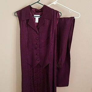 Purple 2-piece pant/long vest set sz 14