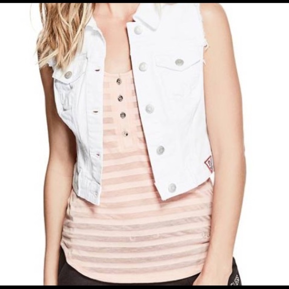 NWOT White Guess Jean Vest