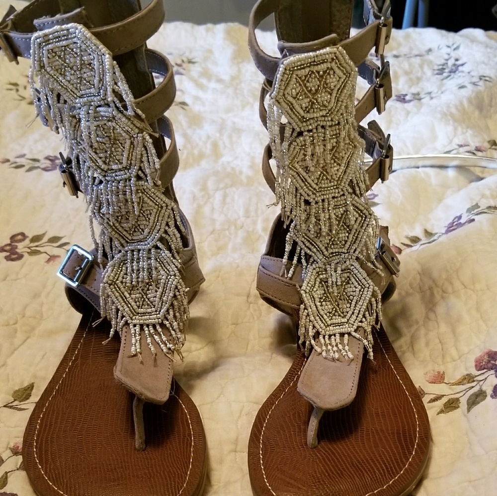 Beaded gladiator sandals