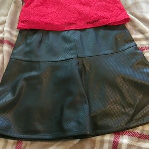 Ann Taylor Black Leather Skirt