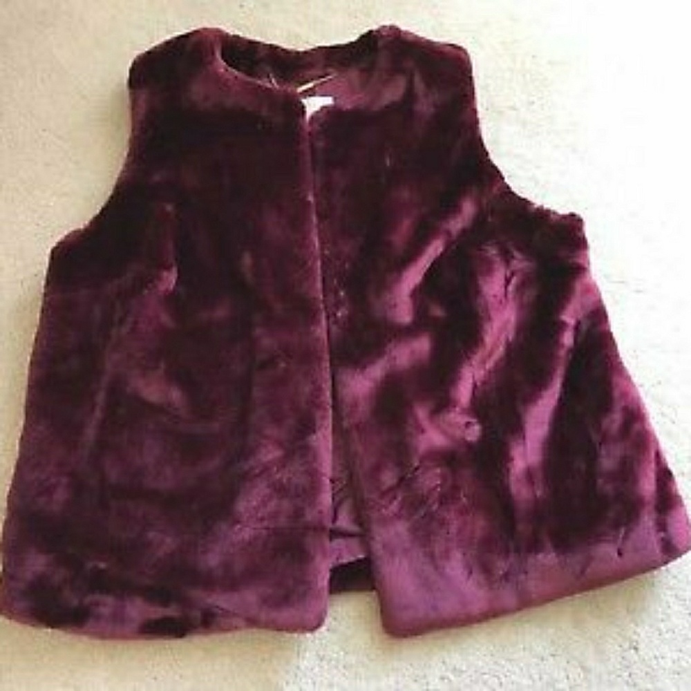 NWT Michael Kors merlot wine faux fur vest 3x