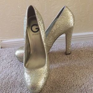 GUESS gold sparkle heels
