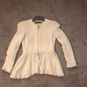 Zara Winter White Peplum Jacket
