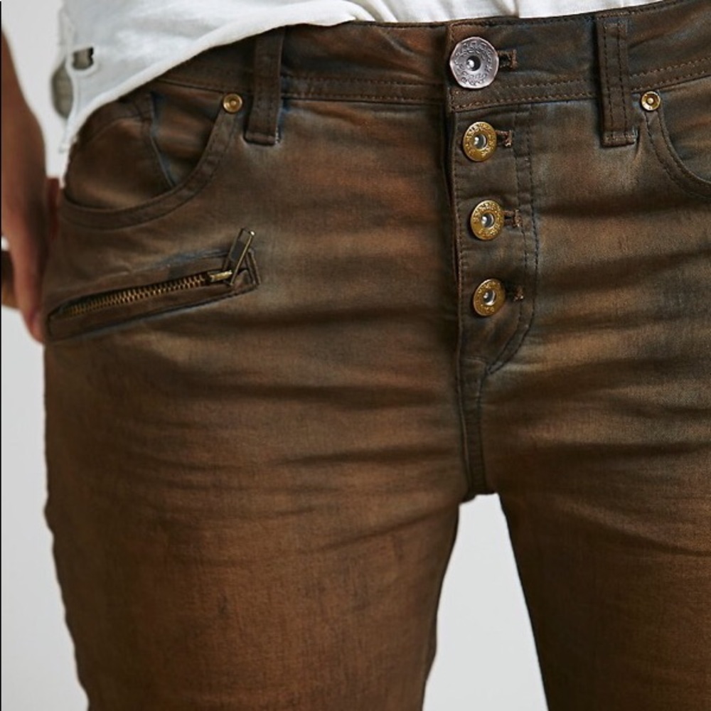 Free People Skinny Carson waxed pants