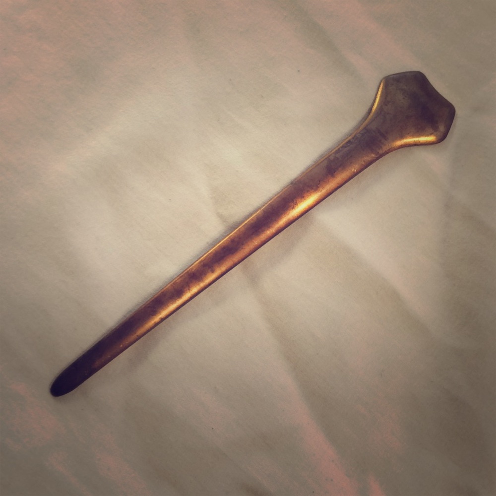 Vintage brass hair stick, hair fork
