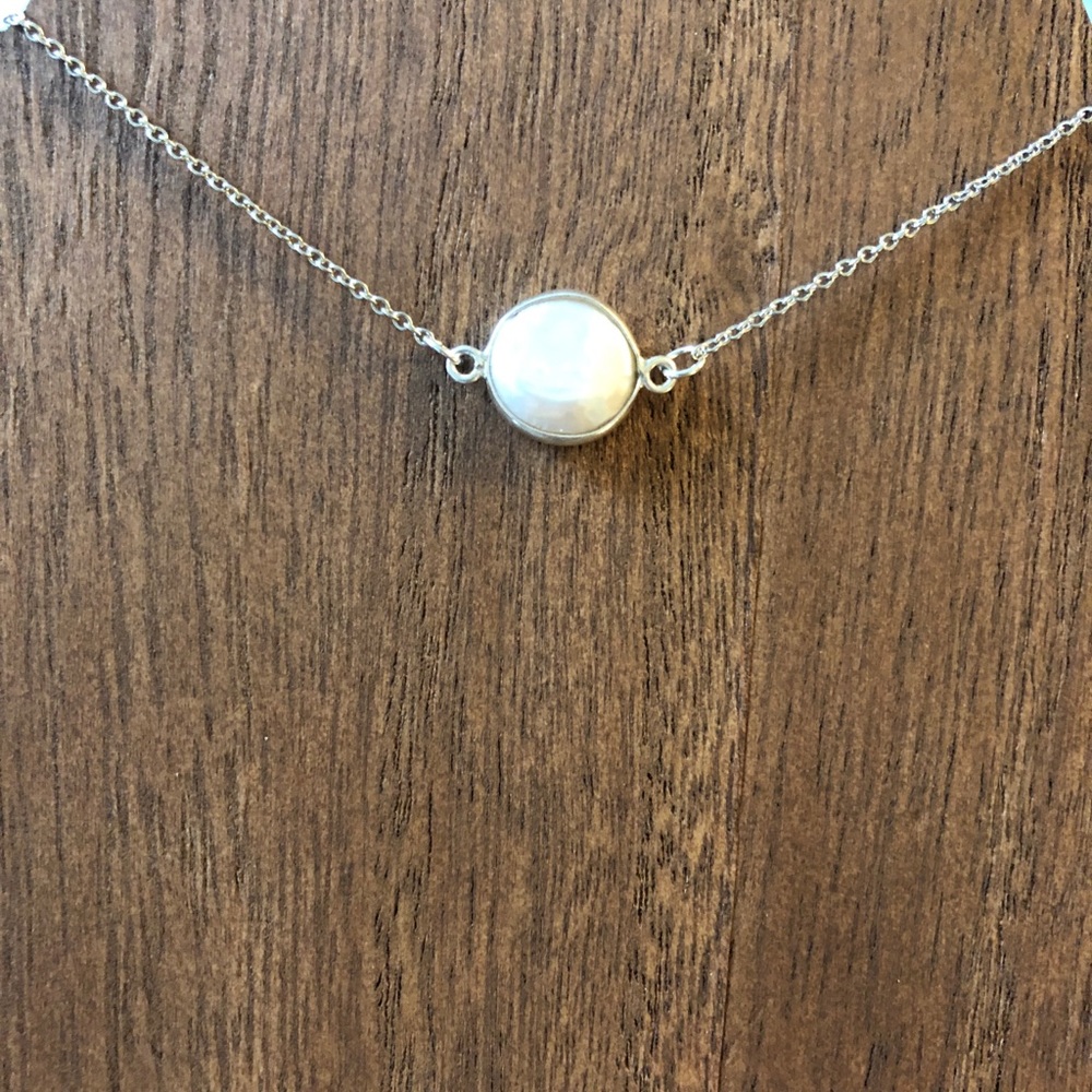 Sterling Silver Round Pearl Necklace