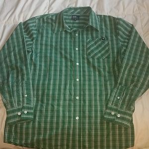 Etnies Mens Green and White plaid shirt