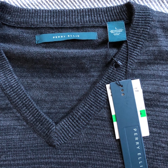 Perry Ellis Other - NWT Perry Ellis V-Neck Charcoal Sweater