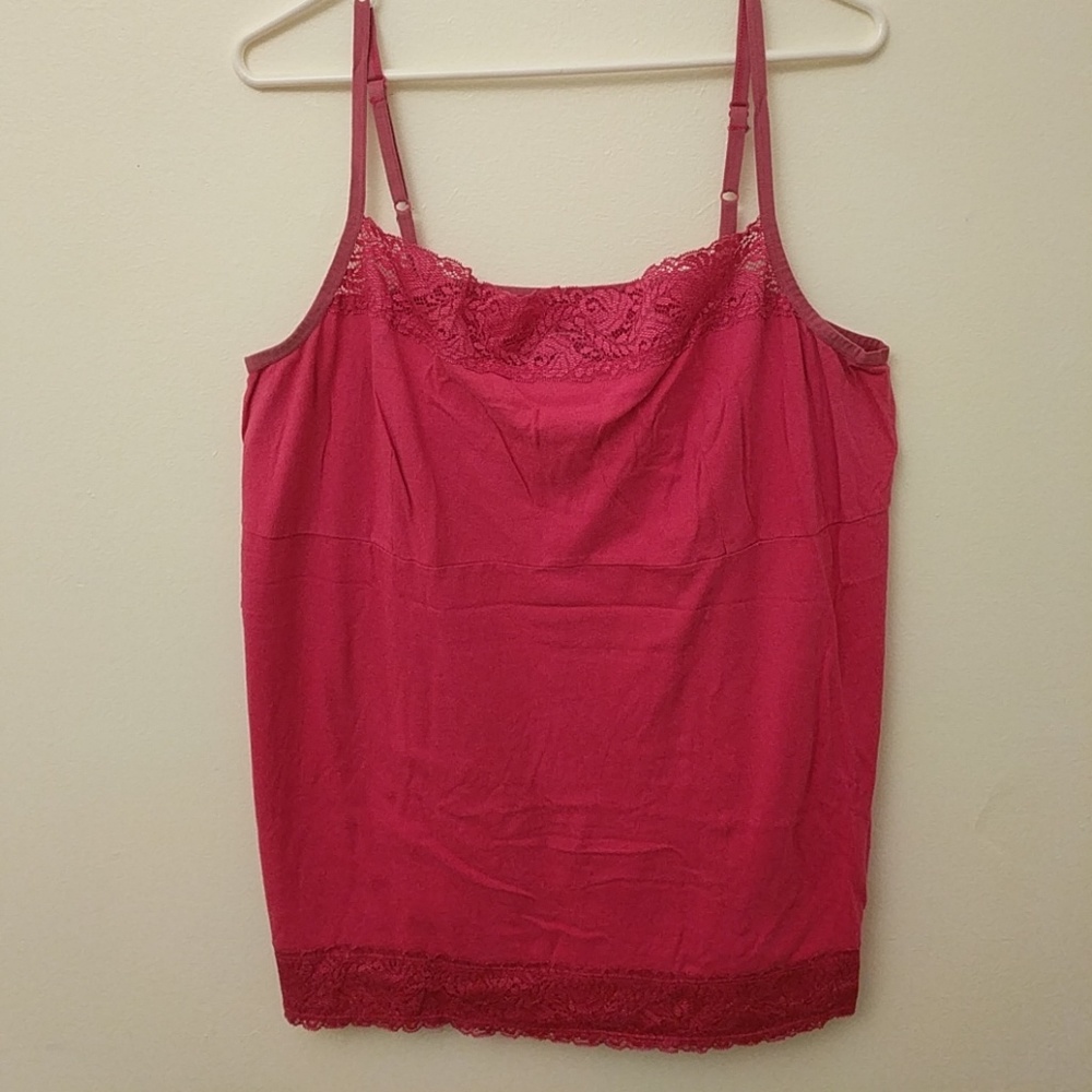 Dark pink lace edged cami
