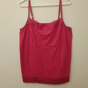 Dark pink lace edged cami