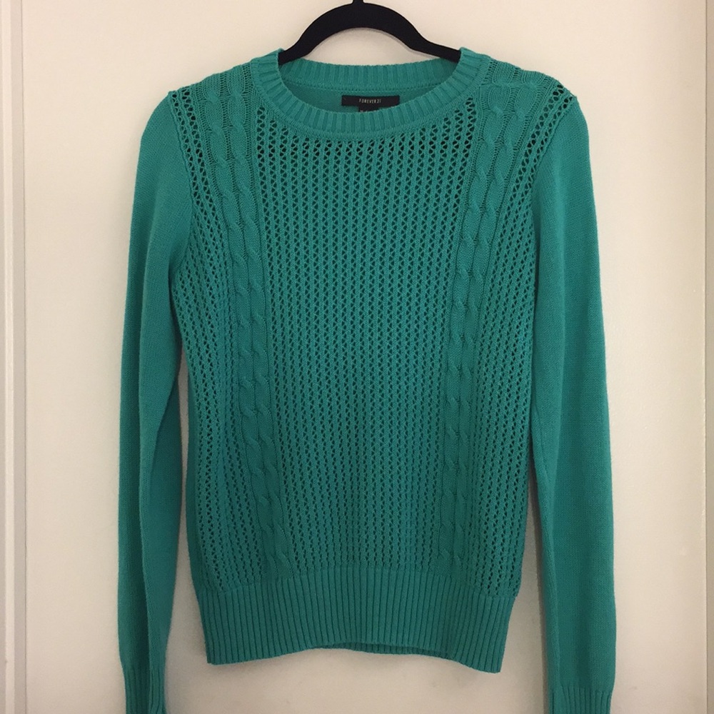 Bright Green Forever 21 Scoop Neck Sweater
