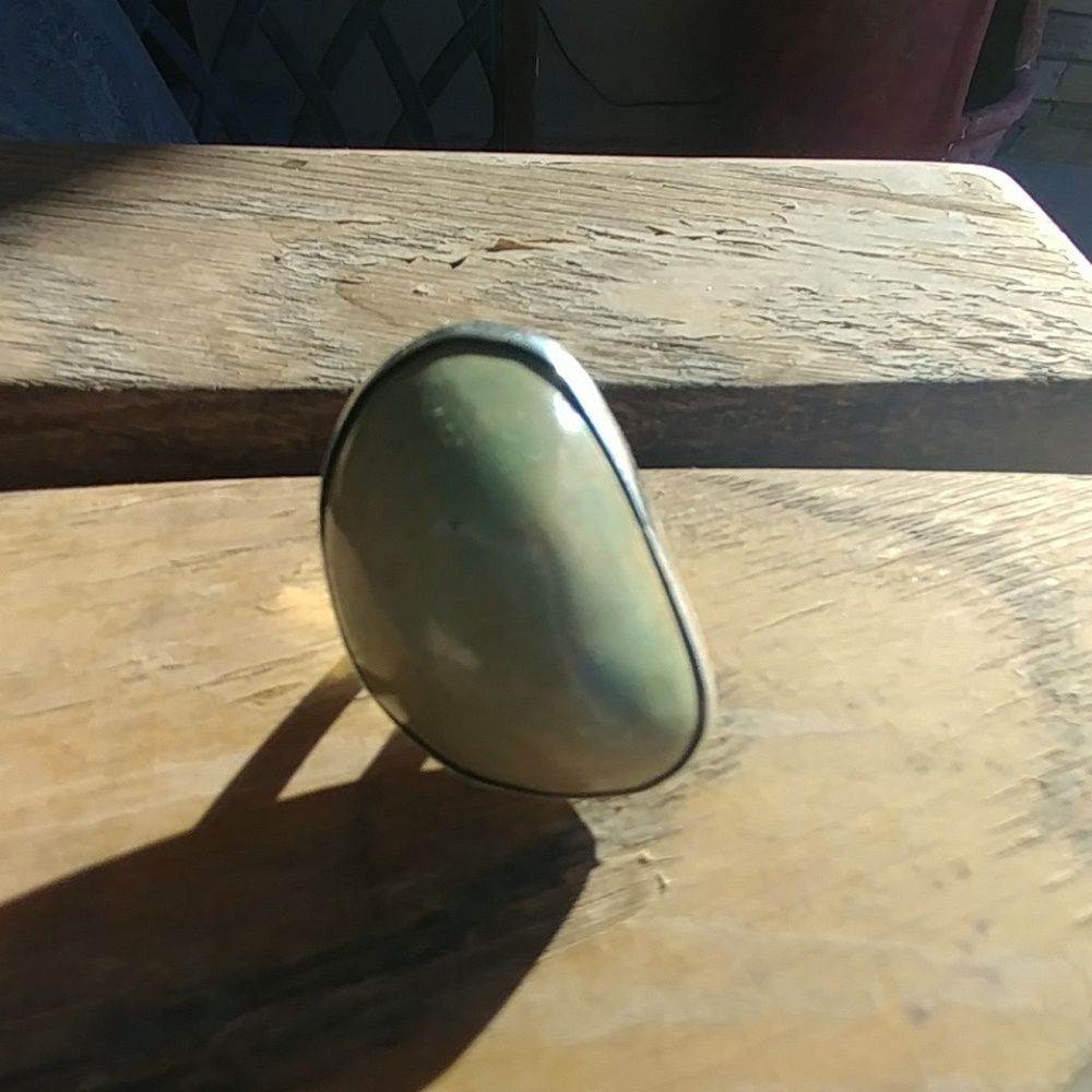 Vintage Large Rare Green Navajo Turquoise Ring
