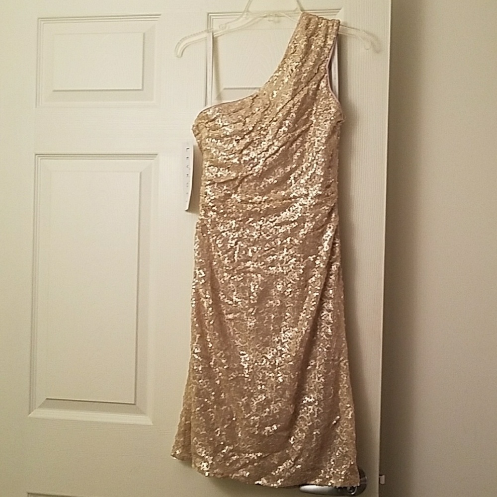 Bill Levkoff Rose Sequin Bridesmaid Dress