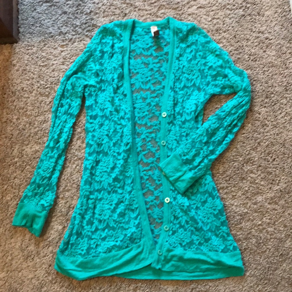 Teal lace cardigan in great condition