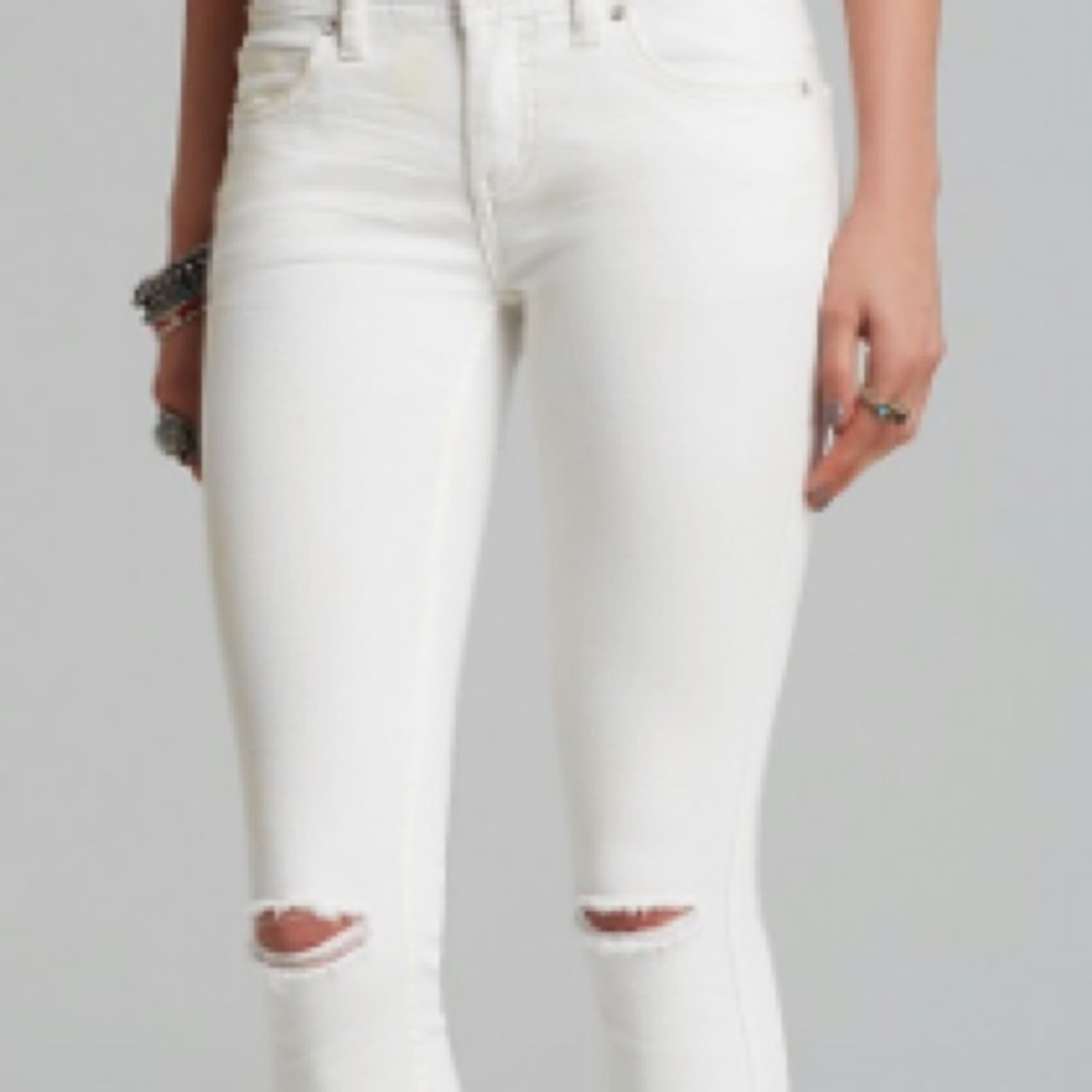Free People White ripped jeans