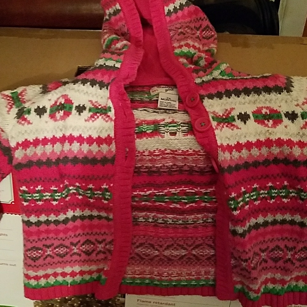 Beautiful pink, gray white and green sweater