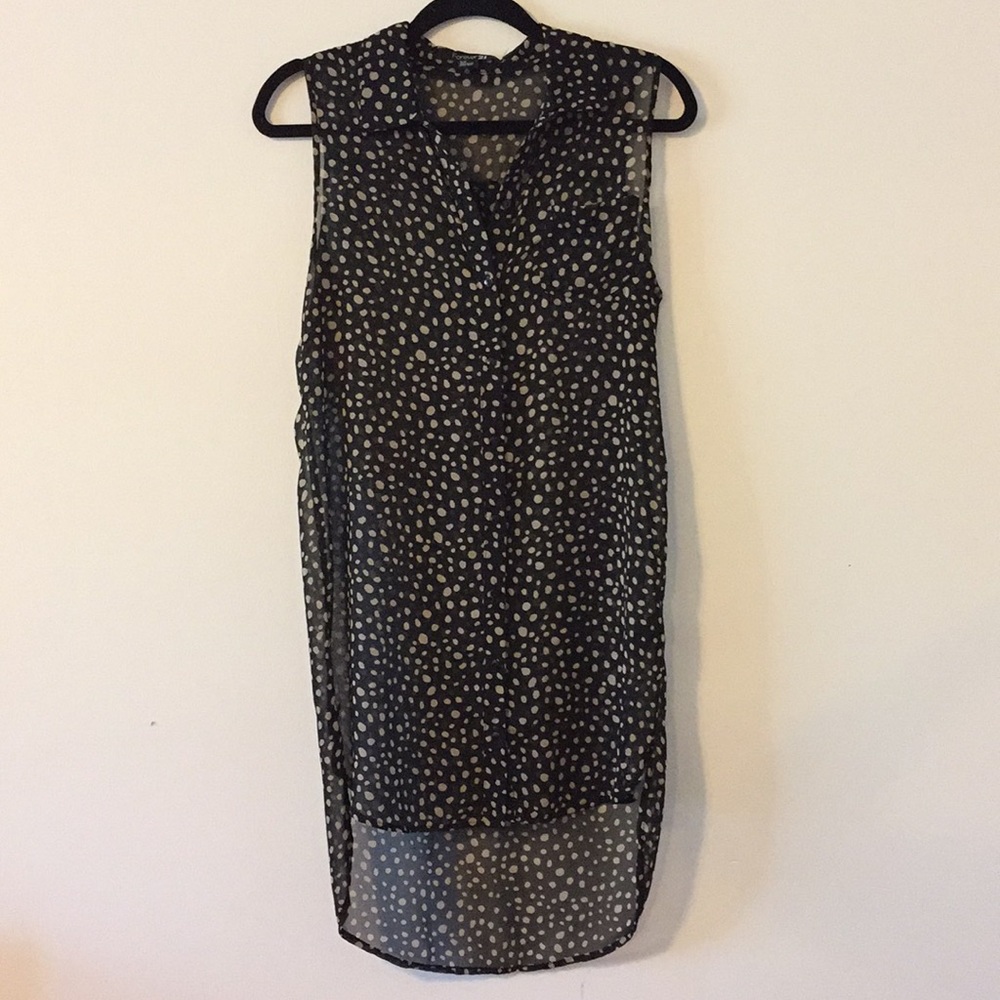 Forever 21 Navy Blue Spotted Sheer Dress