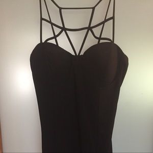 Black mini bodycon strappy dress