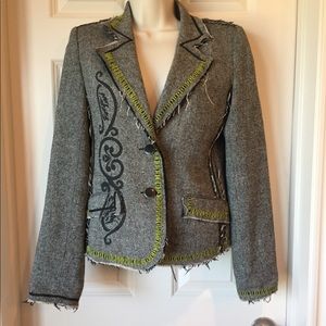 Distressed blazer with green detail size s