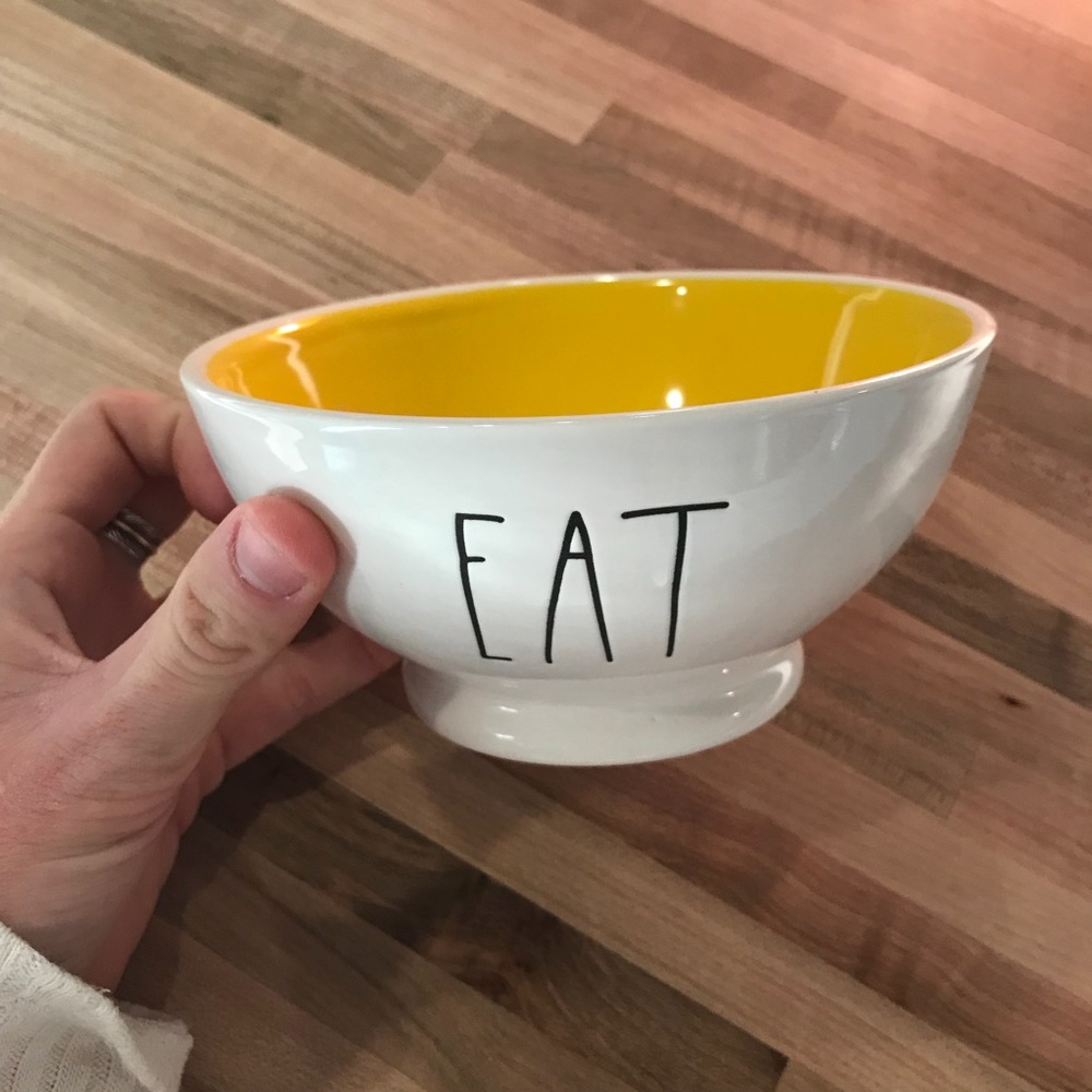 Rae Dunn Clay Ceramic Yellow Eat Cereal Bowl