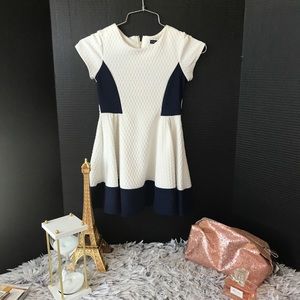 White Colorblock Girls Dress