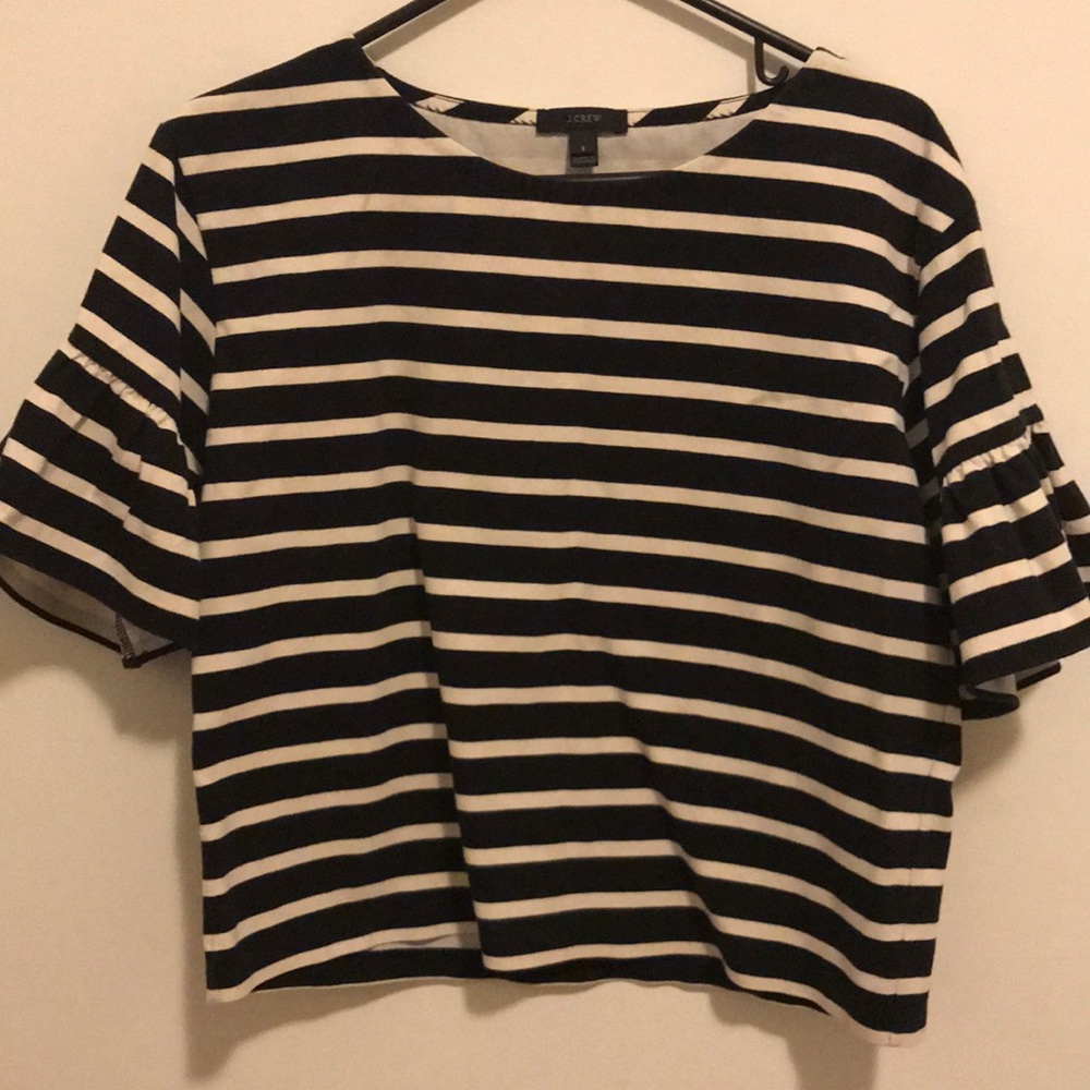 J. Crew striped top with ruffle details