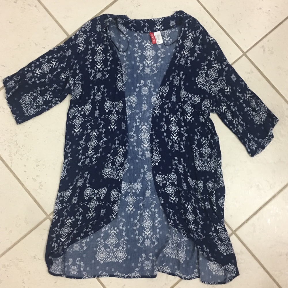 🚚H&M blue kimono throw on jacket -one size