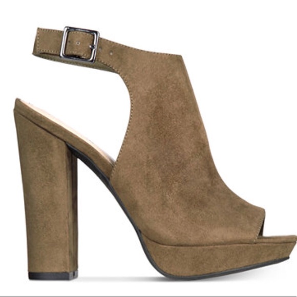 Bar III Shoes - Ankle Peep toe Blocked heels (Olive Color)