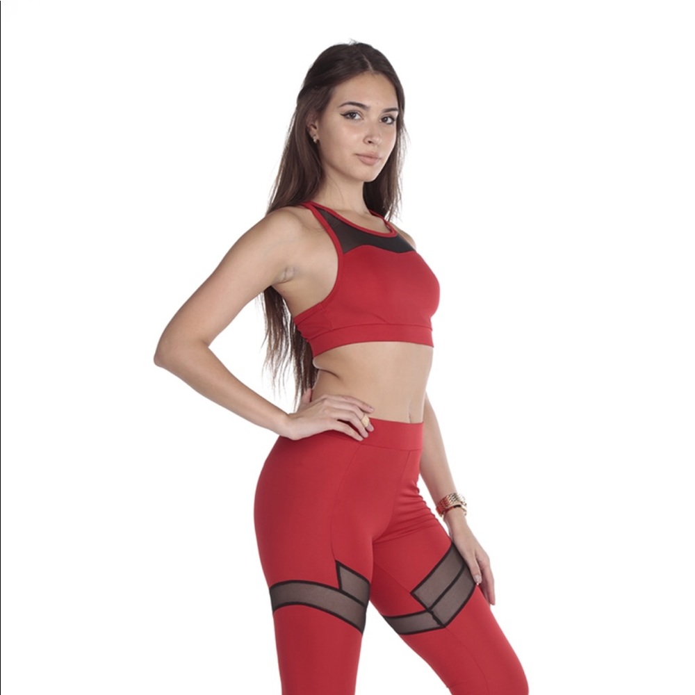 Yoggao leggings double mesh red
