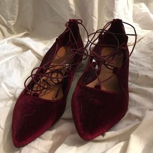 Burgundy lace-up flats