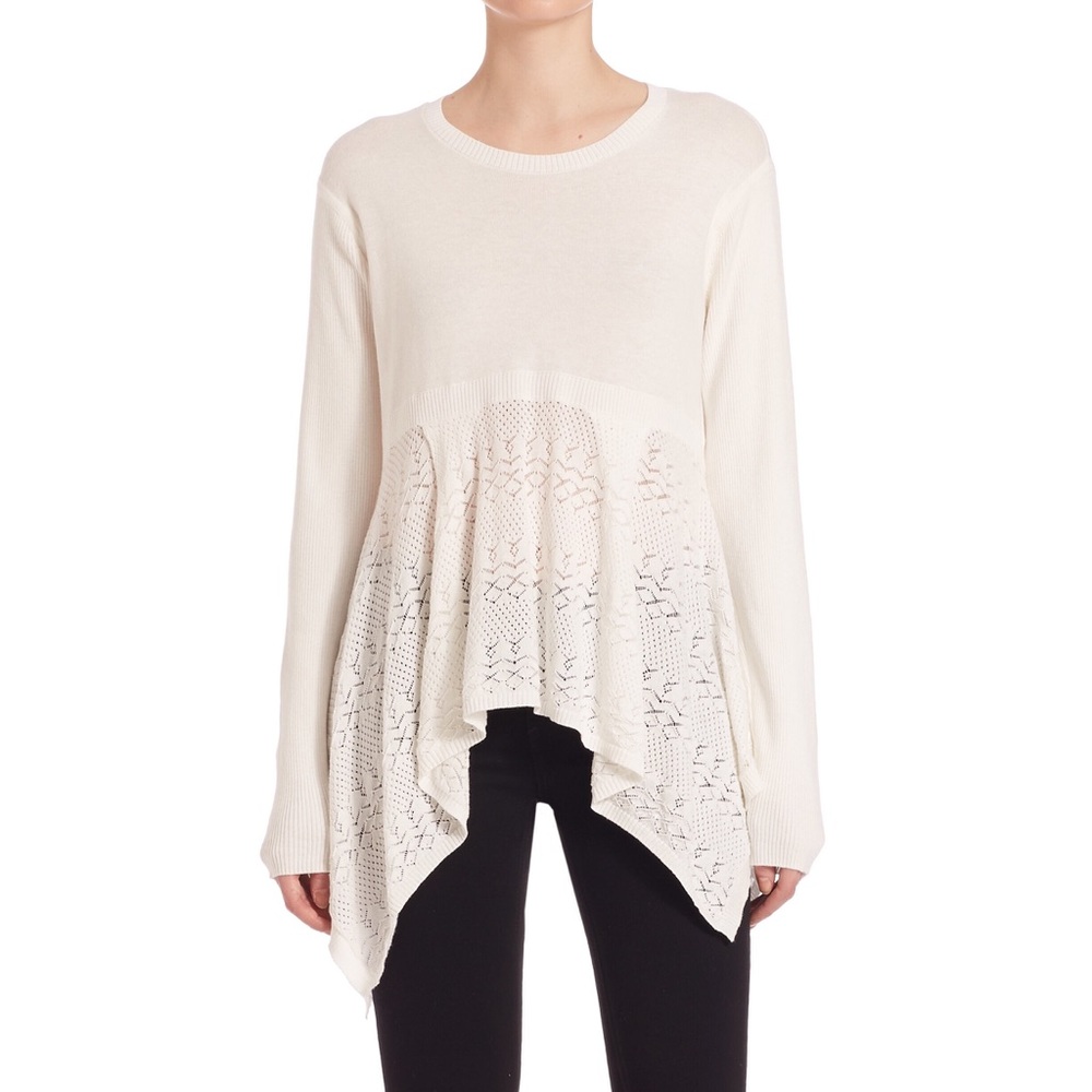 Wilt Lace Handkerchief Hem White Sweater