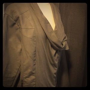 NWOT-Dressbarn Assymetrical Moto-Mushroom Grey