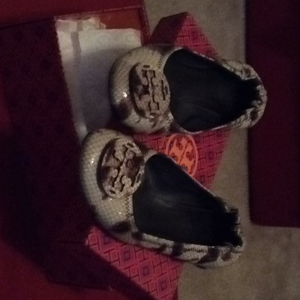 Tory Burch Reva flats; unique snakeskin print